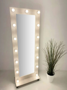 Гримерное зеркало с подсветкой на подставке 170х60 Сосна рустик