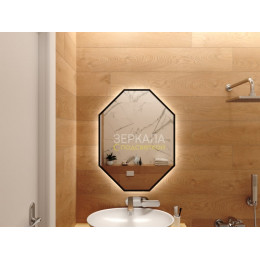Зеркало в ванную комнату с подсветкой Валенза Блэк 65 см