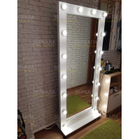Гримерное зеркало с подсветкой на подставке 180х80 Белый